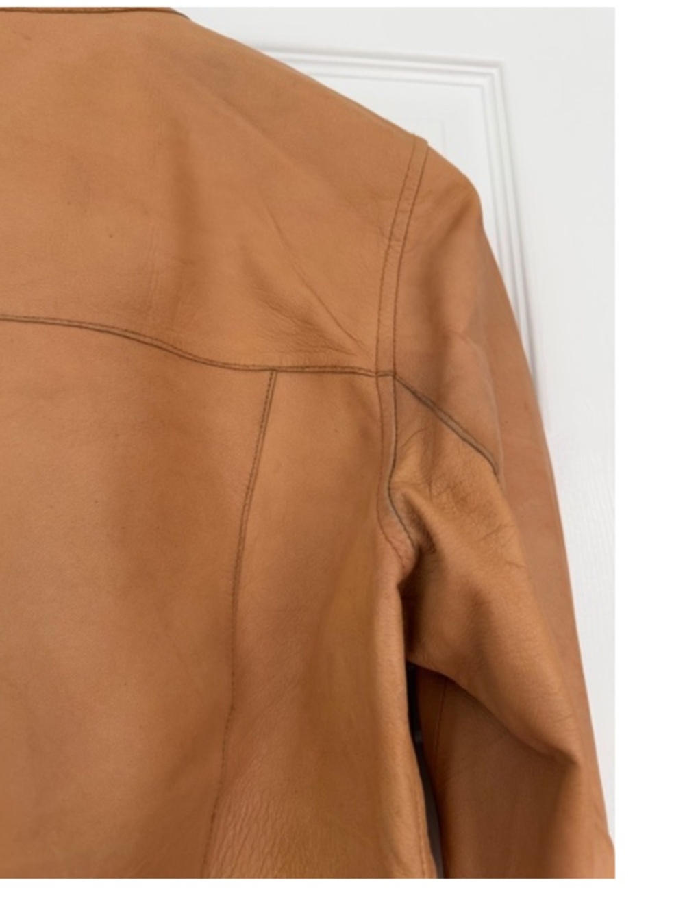 JKT Cropped Vespa Patina Leather Jacket in Au Lait Size M NWT - Picture 10 of 10